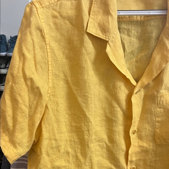 Lucky Brand Men's Casual Yellow Button Down Camp Shirt - Picture 3 of 7